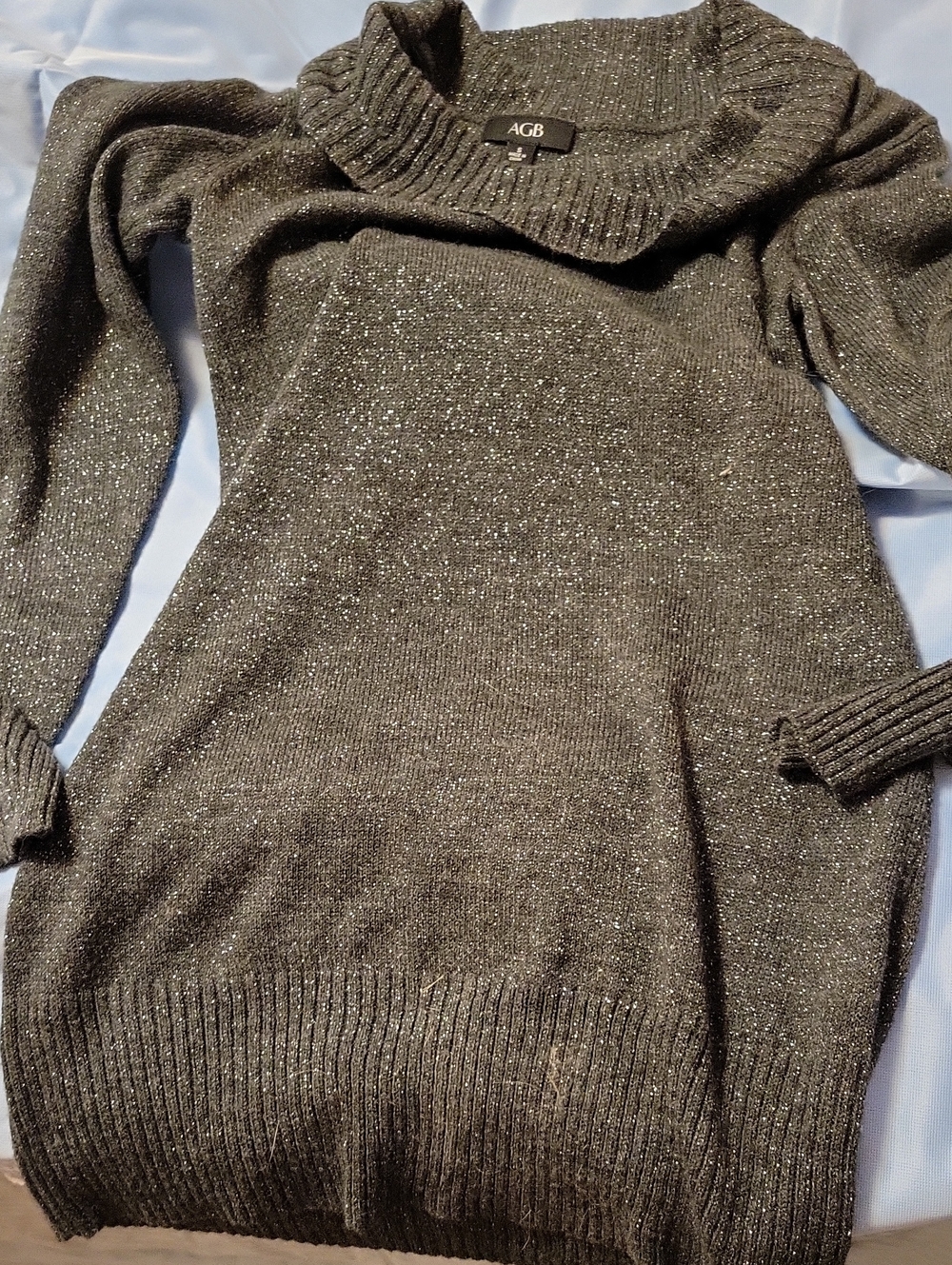 AGB Charcoal Metallic Cowl Neck Sweater